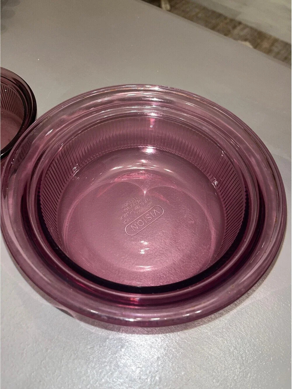 Vintage Corningware Vision Purple Glass Casserole Dish Set with Lid